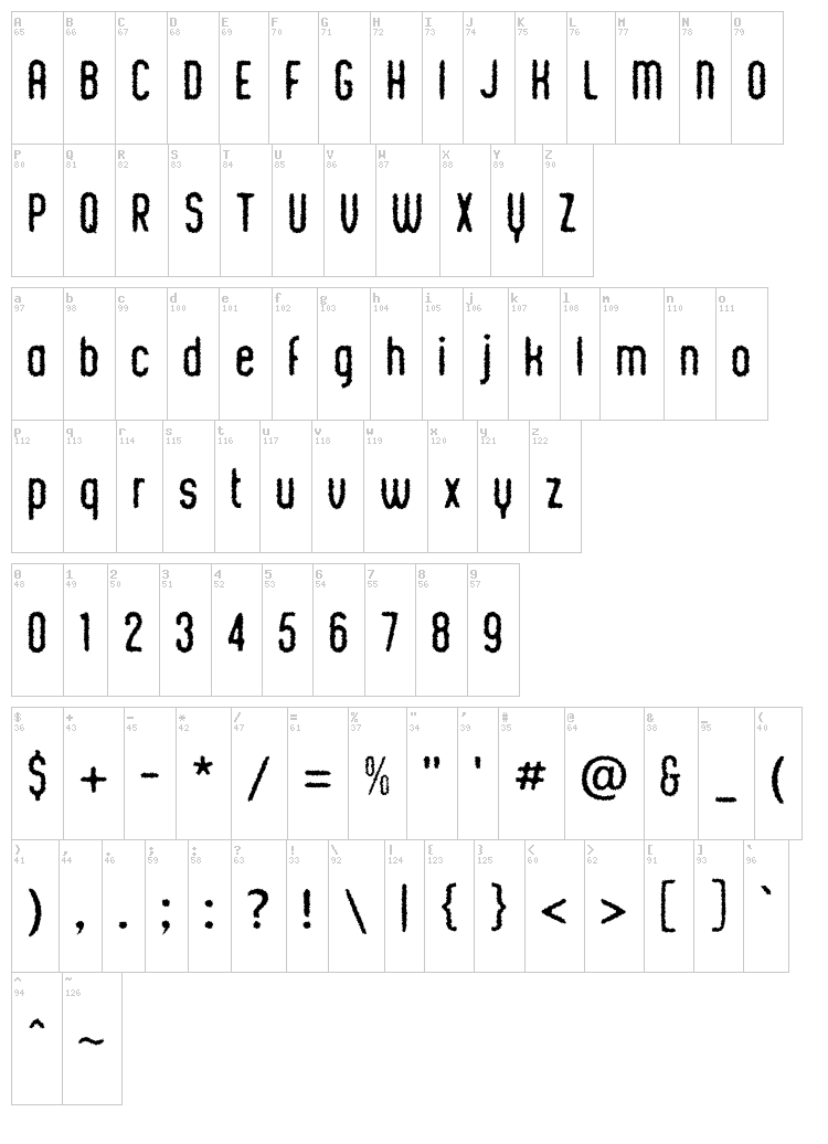 Chick Chalk font map
